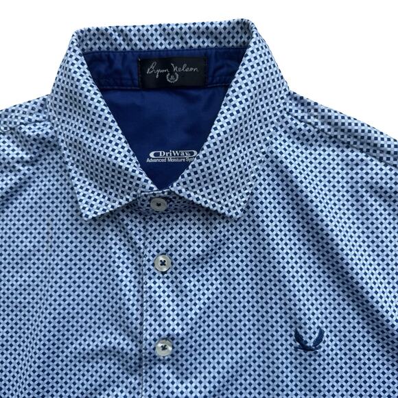 Byron Nelson Golf Polo S | DriWay Moisture-Wick | Blue Print Shirt - Picture 1 of 12